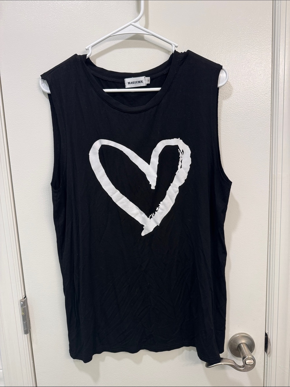 Magic Black Tank with White Heart Graphic